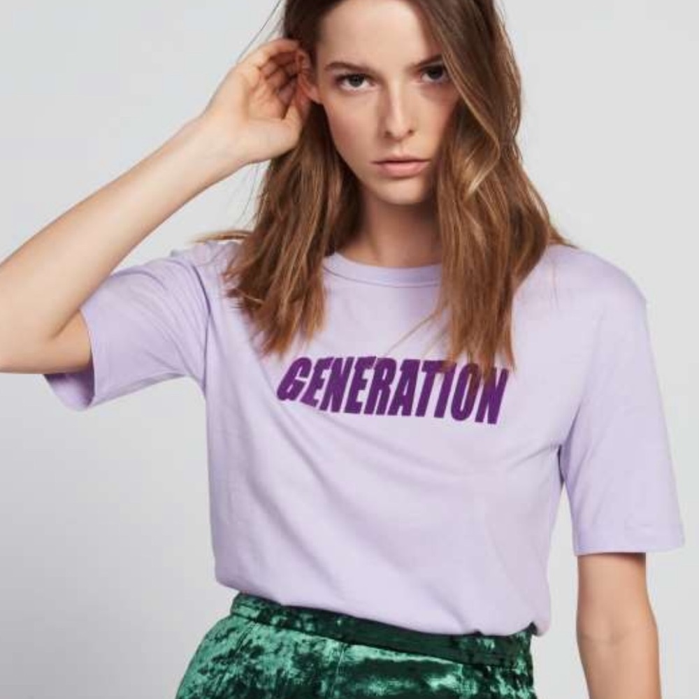 Sandro Printed Open-back TShirt